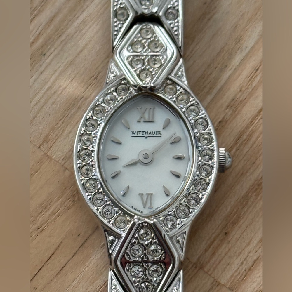 Wittnauer Geneve Longines Swarovski Crystal Rare Ladies Watch Sapphire Crystal